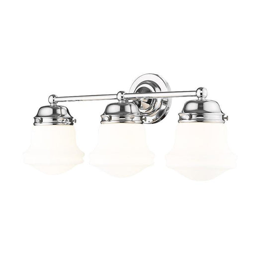 Z-Lite Vaughn 3-Light Chrome Steel Frame Matte Opal Glass Shade Vanity Light