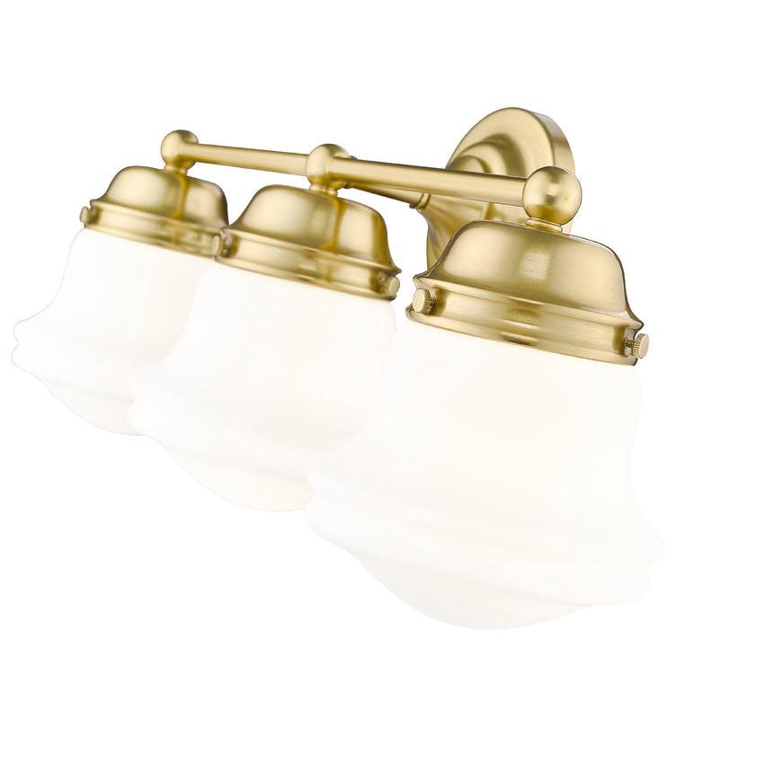 Z-Lite Vaughn 3-Light Luxe Gold Steel Frame Matte Opal Glass Shade Vanity Light