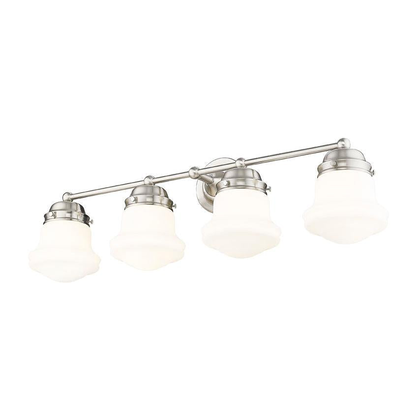 Z-Lite Vaughn 4-Light Brushed Nickel Steel Frame Matte Opal Glass Shade Vanity Light