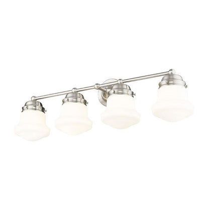 Z-Lite Vaughn 4-Light Brushed Nickel Steel Frame Matte Opal Glass Shade Vanity Light