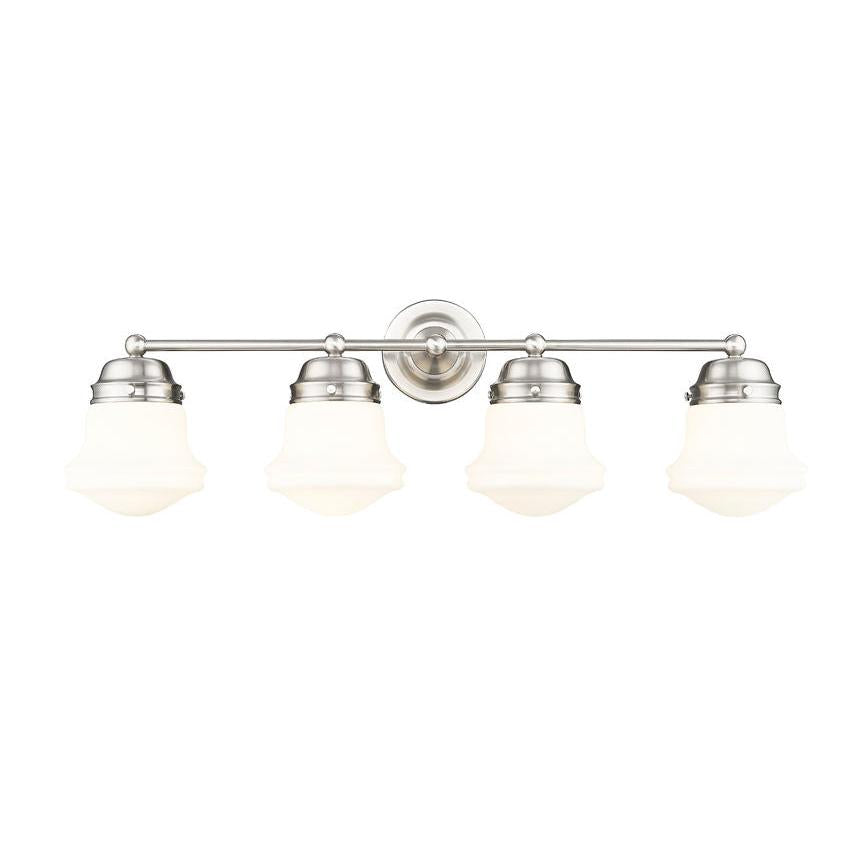 Z-Lite Vaughn 4-Light Brushed Nickel Steel Frame Matte Opal Glass Shade Vanity Light