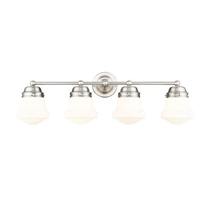 Z-Lite Vaughn 4-Light Brushed Nickel Steel Frame Matte Opal Glass Shade Vanity Light