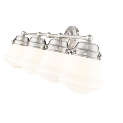 Z-Lite Vaughn 4-Light Brushed Nickel Steel Frame Matte Opal Glass Shade Vanity Light