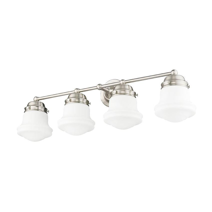 Z-Lite Vaughn 4-Light Brushed Nickel Steel Frame Matte Opal Glass Shade Vanity Light
