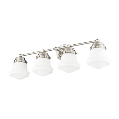Z-Lite Vaughn 4-Light Brushed Nickel Steel Frame Matte Opal Glass Shade Vanity Light
