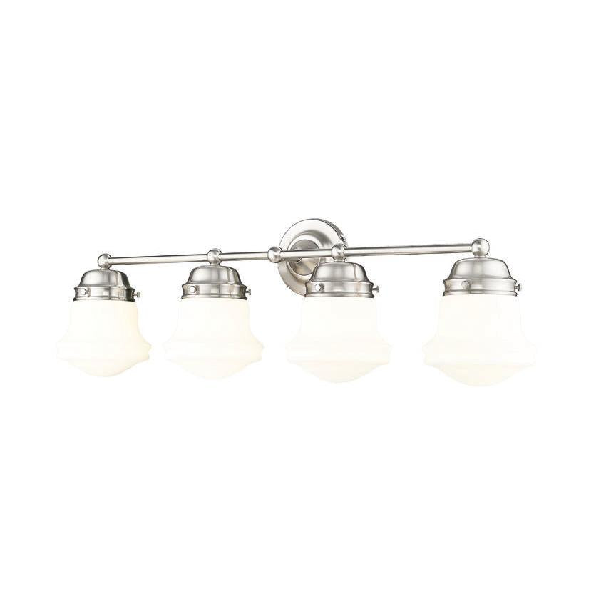 Z-Lite Vaughn 4-Light Brushed Nickel Steel Frame Matte Opal Glass Shade Vanity Light
