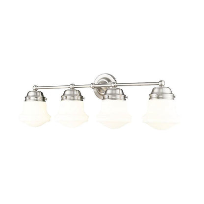Z-Lite Vaughn 4-Light Brushed Nickel Steel Frame Matte Opal Glass Shade Vanity Light