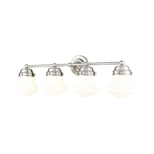 Z-Lite Vaughn 4-Light Brushed Nickel Steel Frame Matte Opal Glass Shade Vanity Light