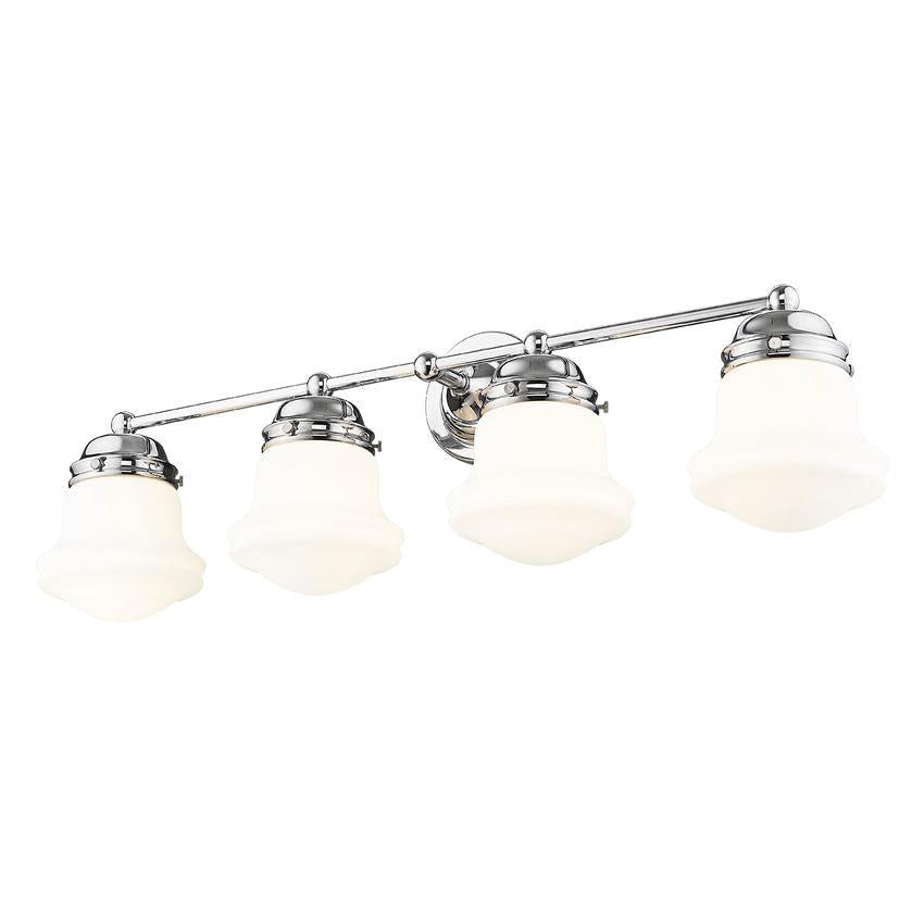 Z-Lite Vaughn 4-Light Chrome Steel Frame Matte Opal Glass Shade Vanity Light