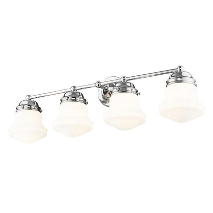 Z-Lite Vaughn 4-Light Chrome Steel Frame Matte Opal Glass Shade Vanity Light