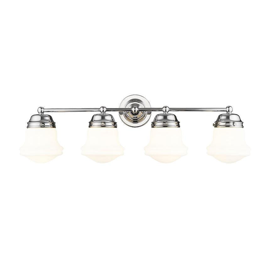 Z-Lite Vaughn 4-Light Chrome Steel Frame Matte Opal Glass Shade Vanity Light