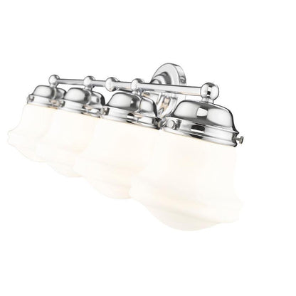 Z-Lite Vaughn 4-Light Chrome Steel Frame Matte Opal Glass Shade Vanity Light