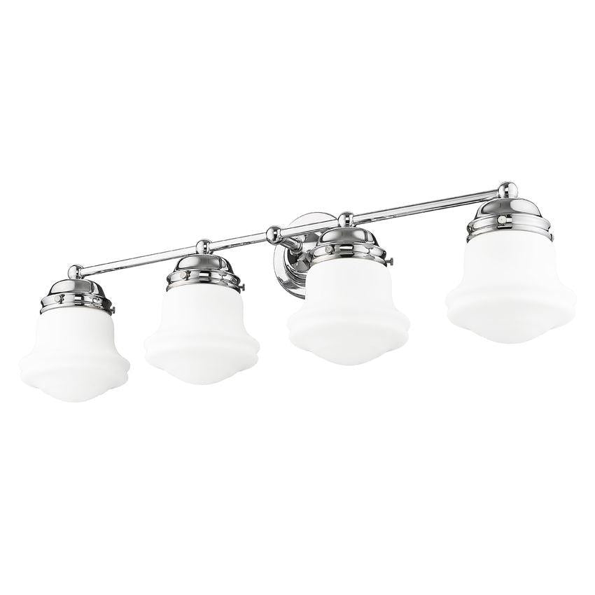 Z-Lite Vaughn 4-Light Chrome Steel Frame Matte Opal Glass Shade Vanity Light