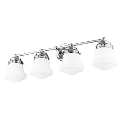 Z-Lite Vaughn 4-Light Chrome Steel Frame Matte Opal Glass Shade Vanity Light