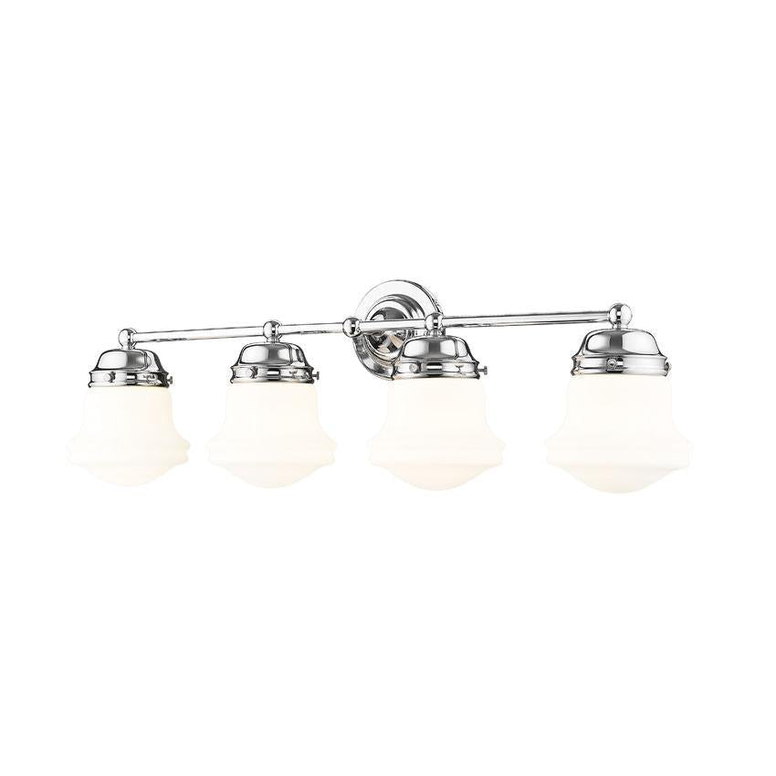 Z-Lite Vaughn 4-Light Chrome Steel Frame Matte Opal Glass Shade Vanity Light