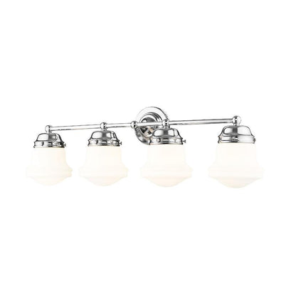 Z-Lite Vaughn 4-Light Chrome Steel Frame Matte Opal Glass Shade Vanity Light