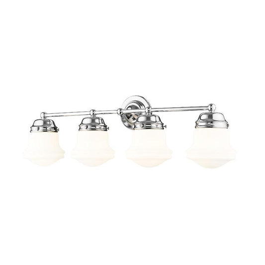 Z-Lite Vaughn 4-Light Chrome Steel Frame Matte Opal Glass Shade Vanity Light