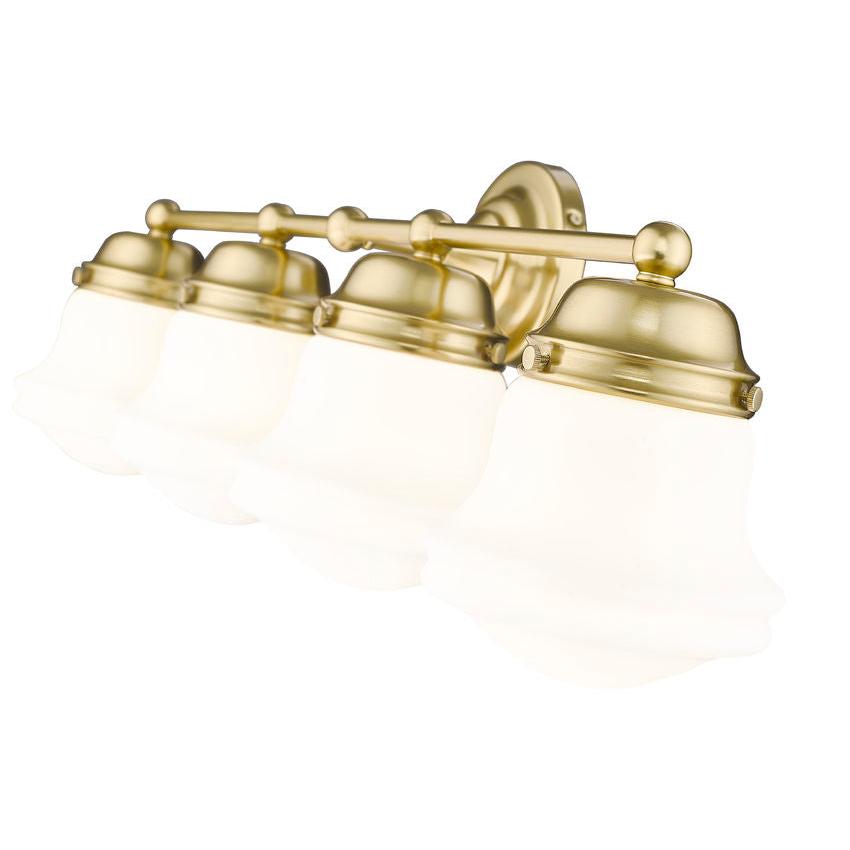 Z-Lite Vaughn 4-Light Luxe Gold Steel Frame Matte Opal Glass Shade Vanity Light