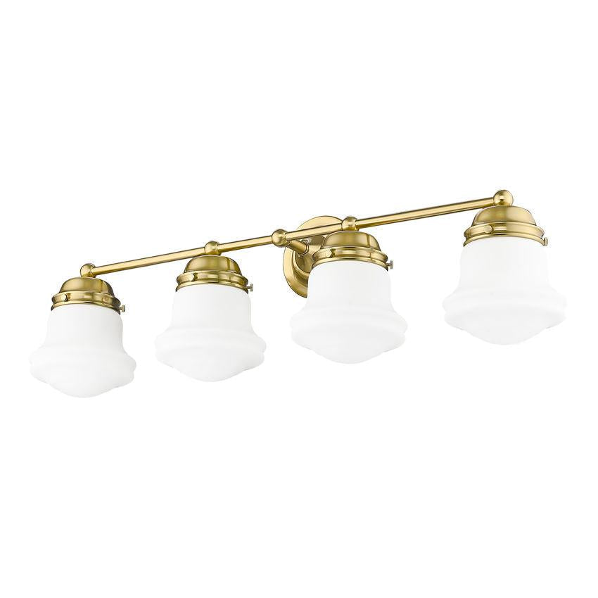 Z-Lite Vaughn 4-Light Luxe Gold Steel Frame Matte Opal Glass Shade Vanity Light
