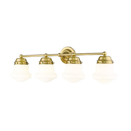 Z-Lite Vaughn 4-Light Luxe Gold Steel Frame Matte Opal Glass Shade Vanity Light
