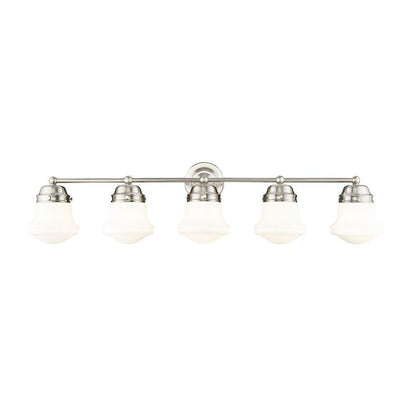 Z-Lite Vaughn 5-Light Brushed Nickel Steel Frame Matte Opal Glass Shade Vanity Light
