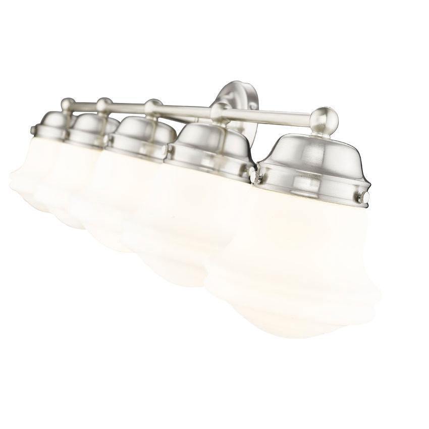 Z-Lite Vaughn 5-Light Brushed Nickel Steel Frame Matte Opal Glass Shade Vanity Light