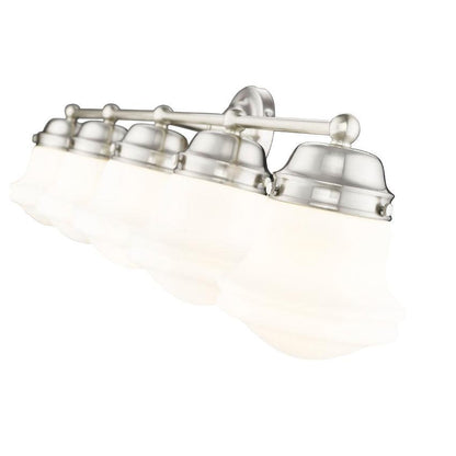 Z-Lite Vaughn 5-Light Brushed Nickel Steel Frame Matte Opal Glass Shade Vanity Light