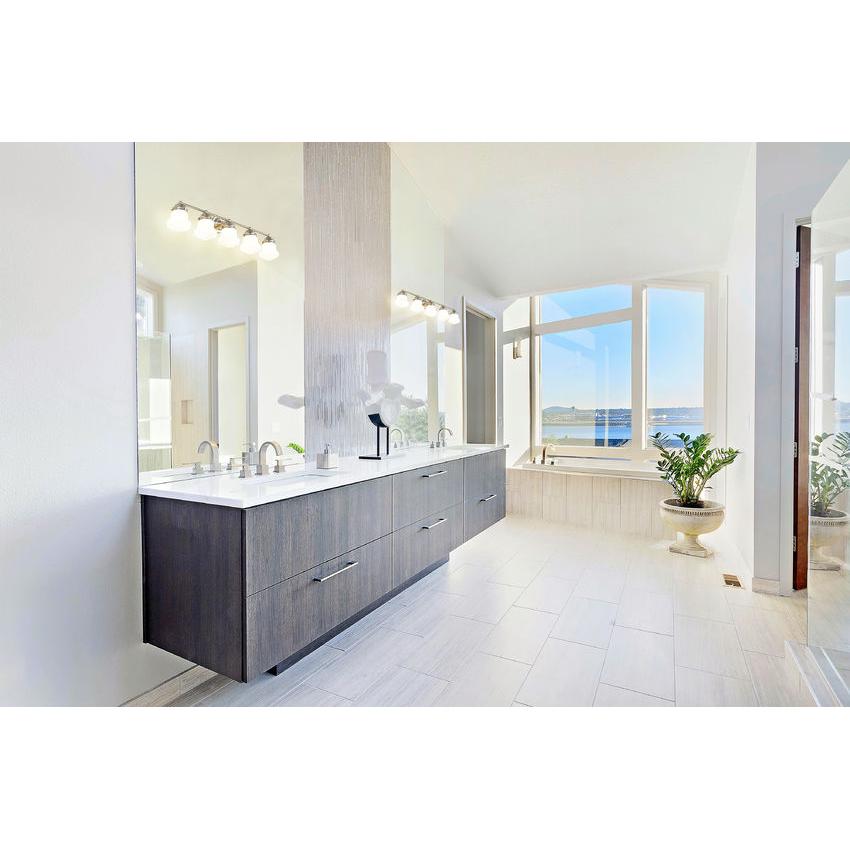 Z-Lite Vaughn 5-Light Brushed Nickel Steel Frame Matte Opal Glass Shade Vanity Light