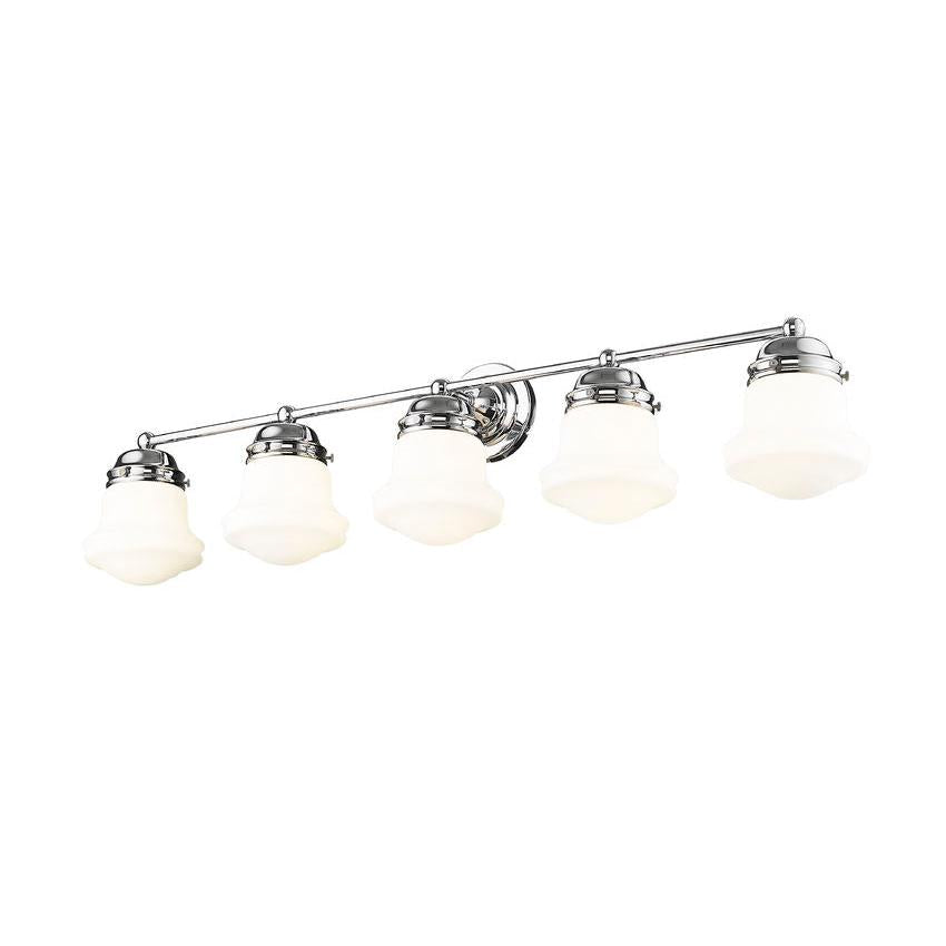 Z-Lite Vaughn 5-Light Chrome Steel Frame Matte Opal Glass Shade Vanity Light
