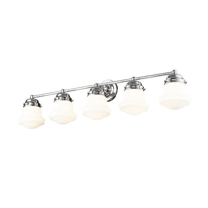 Z-Lite Vaughn 5-Light Chrome Steel Frame Matte Opal Glass Shade Vanity Light