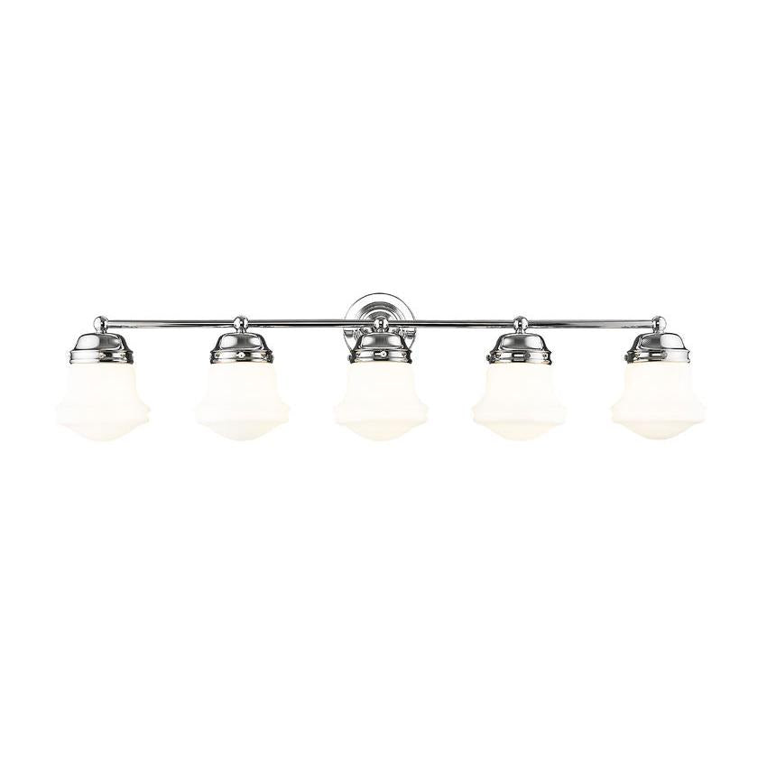 Z-Lite Vaughn 5-Light Chrome Steel Frame Matte Opal Glass Shade Vanity Light