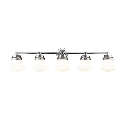 Z-Lite Vaughn 5-Light Chrome Steel Frame Matte Opal Glass Shade Vanity Light