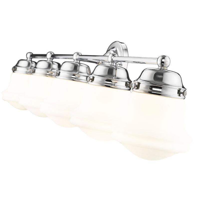 Z-Lite Vaughn 5-Light Chrome Steel Frame Matte Opal Glass Shade Vanity Light