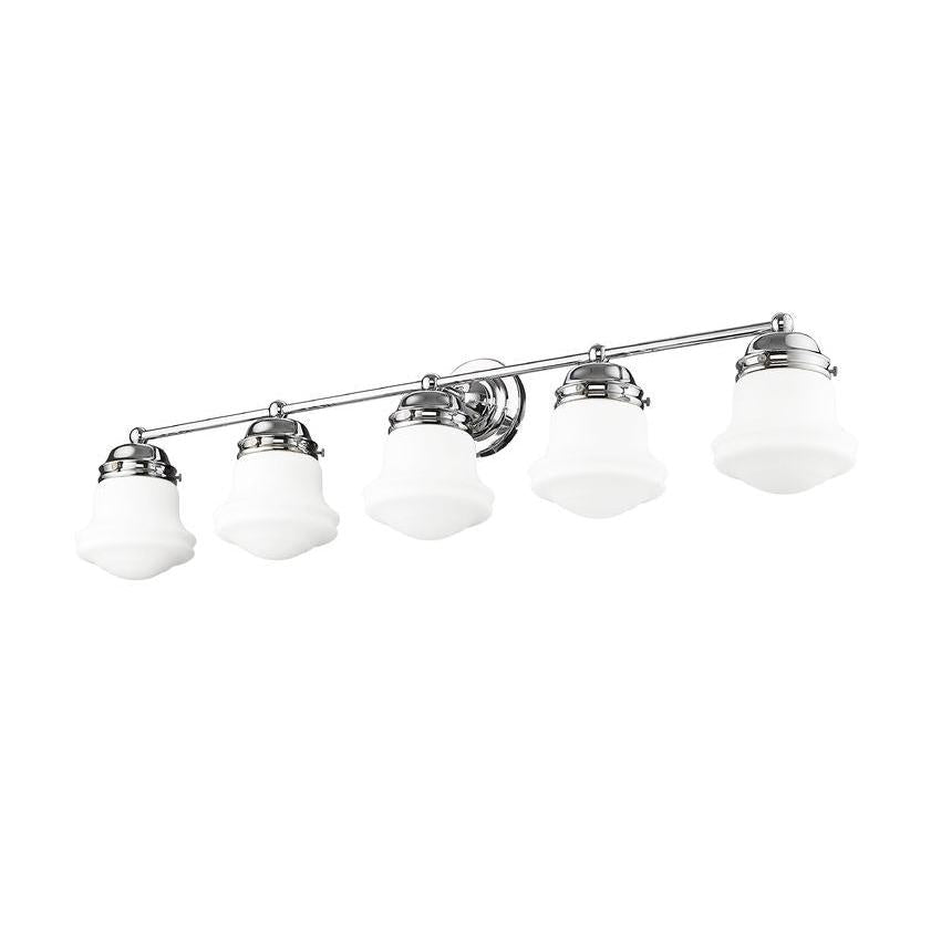 Z-Lite Vaughn 5-Light Chrome Steel Frame Matte Opal Glass Shade Vanity Light