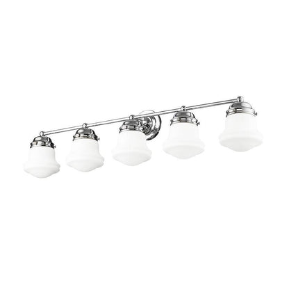 Z-Lite Vaughn 5-Light Chrome Steel Frame Matte Opal Glass Shade Vanity Light