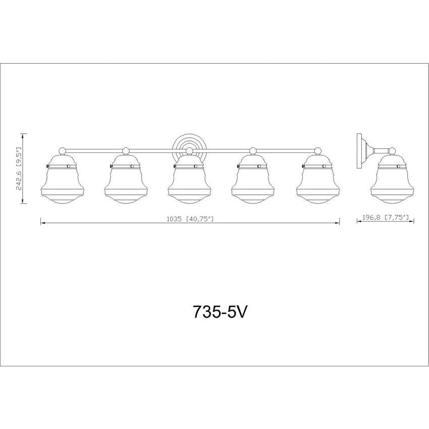 Z-Lite Vaughn 5-Light Chrome Steel Frame Matte Opal Glass Shade Vanity Light