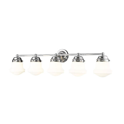 Z-Lite Vaughn 5-Light Chrome Steel Frame Matte Opal Glass Shade Vanity Light