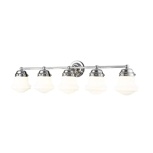 Z-Lite Vaughn 5-Light Chrome Steel Frame Matte Opal Glass Shade Vanity Light