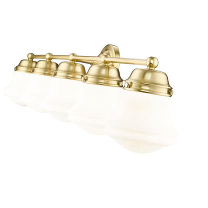 Z-Lite Vaughn 5-Light Luxe Gold Steel Frame Matte Opal Glass Shade Vanity Light