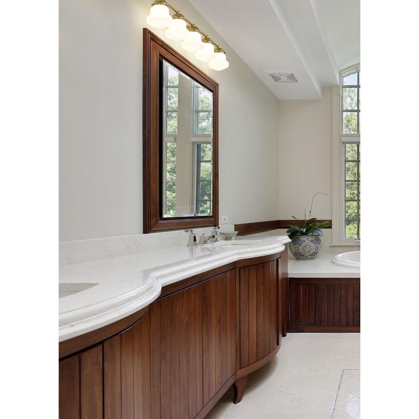 Z-Lite Vaughn 5-Light Luxe Gold Steel Frame Matte Opal Glass Shade Vanity Light