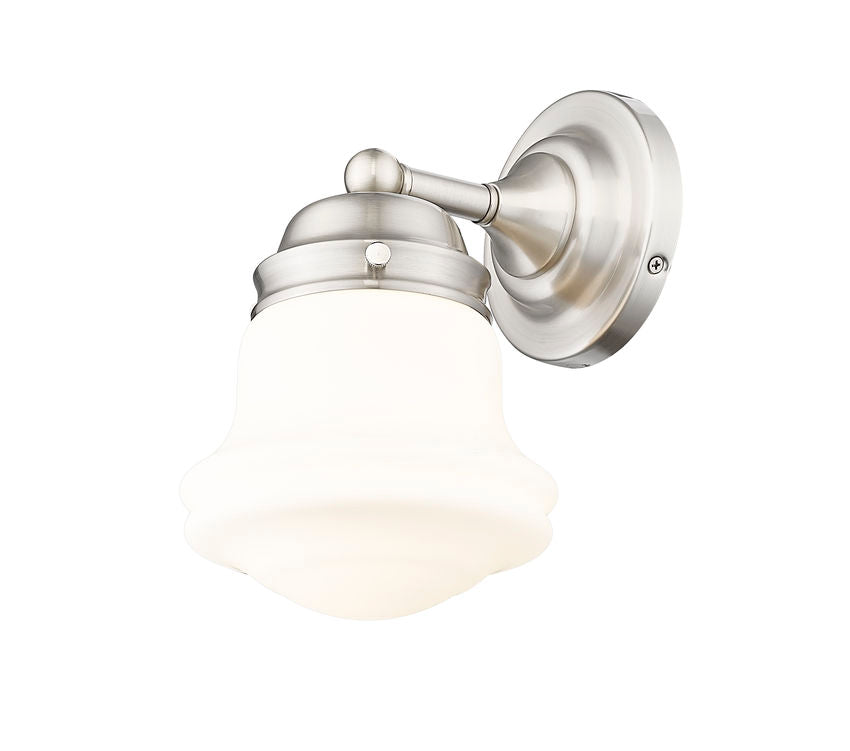 Z-Lite Vaughn 6" 1-Light Brushed Nickel Steel Frame Matte Opal Glass Shade Wall Sconce