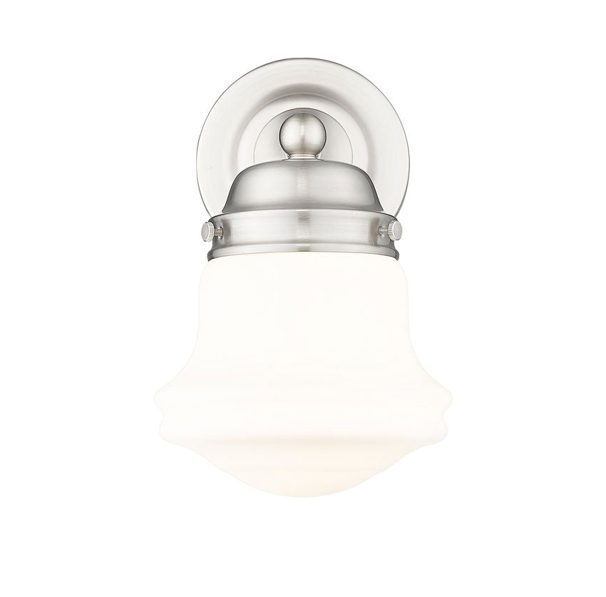 Z-Lite Vaughn 6" 1-Light Brushed Nickel Steel Frame Matte Opal Glass Shade Wall Sconce