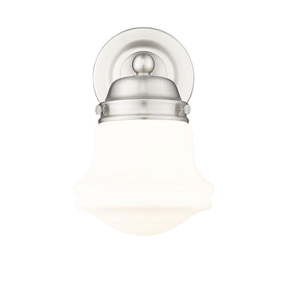 Z-Lite Vaughn 6" 1-Light Brushed Nickel Steel Frame Matte Opal Glass Shade Wall Sconce