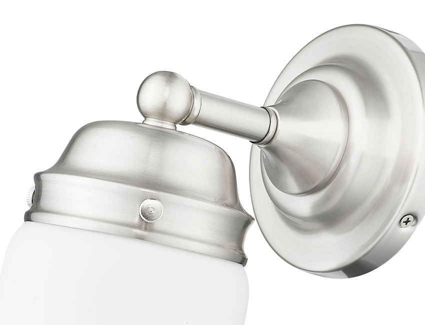 Z-Lite Vaughn 6" 1-Light Brushed Nickel Steel Frame Matte Opal Glass Shade Wall Sconce