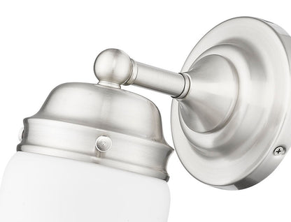 Z-Lite Vaughn 6" 1-Light Brushed Nickel Steel Frame Matte Opal Glass Shade Wall Sconce