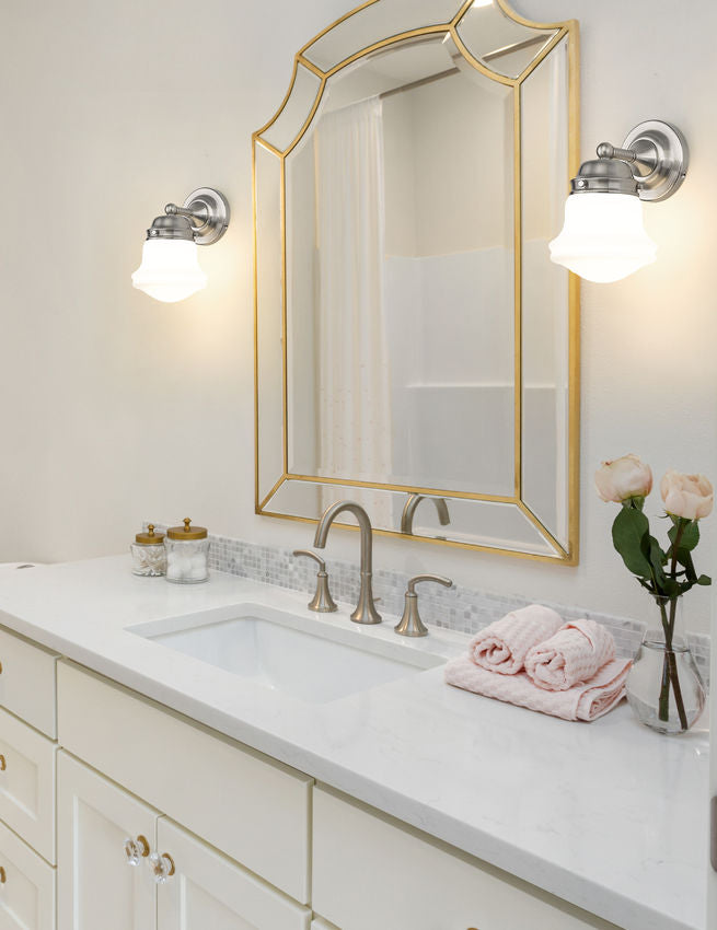 Z-Lite Vaughn 6" 1-Light Brushed Nickel Steel Frame Matte Opal Glass Shade Wall Sconce