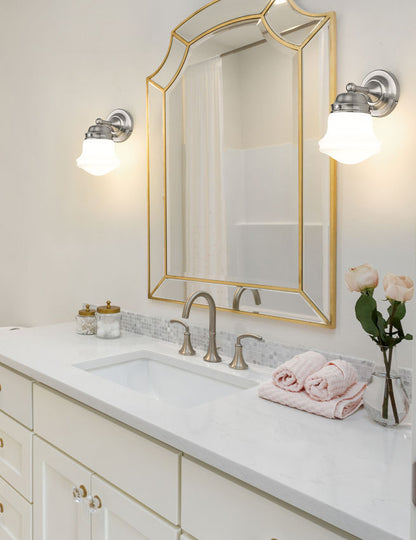 Z-Lite Vaughn 6" 1-Light Brushed Nickel Steel Frame Matte Opal Glass Shade Wall Sconce