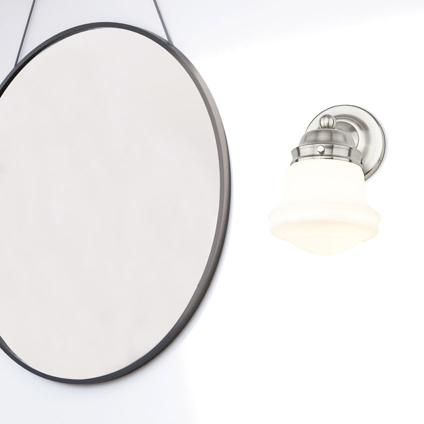 Z-Lite Vaughn 6" 1-Light Brushed Nickel Steel Frame Matte Opal Glass Shade Wall Sconce