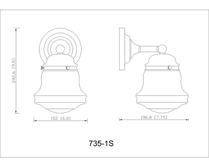 Z-Lite Vaughn 6" 1-Light Brushed Nickel Steel Frame Matte Opal Glass Shade Wall Sconce