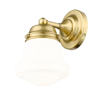Z-Lite Vaughn 6" 1-Light Luxe Gold Steel Frame Matte Opal Glass Shade Wall Sconce